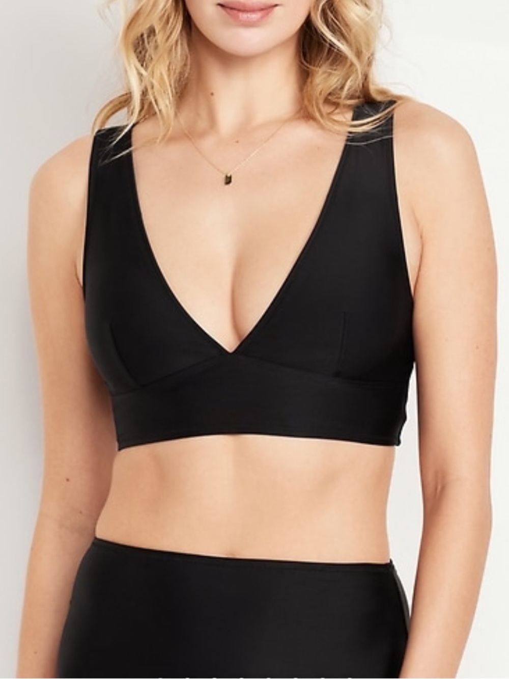 NWT Old Navy Two Piece High Waisted Long Line Bikini Set SZ‎ L/XL in Black
